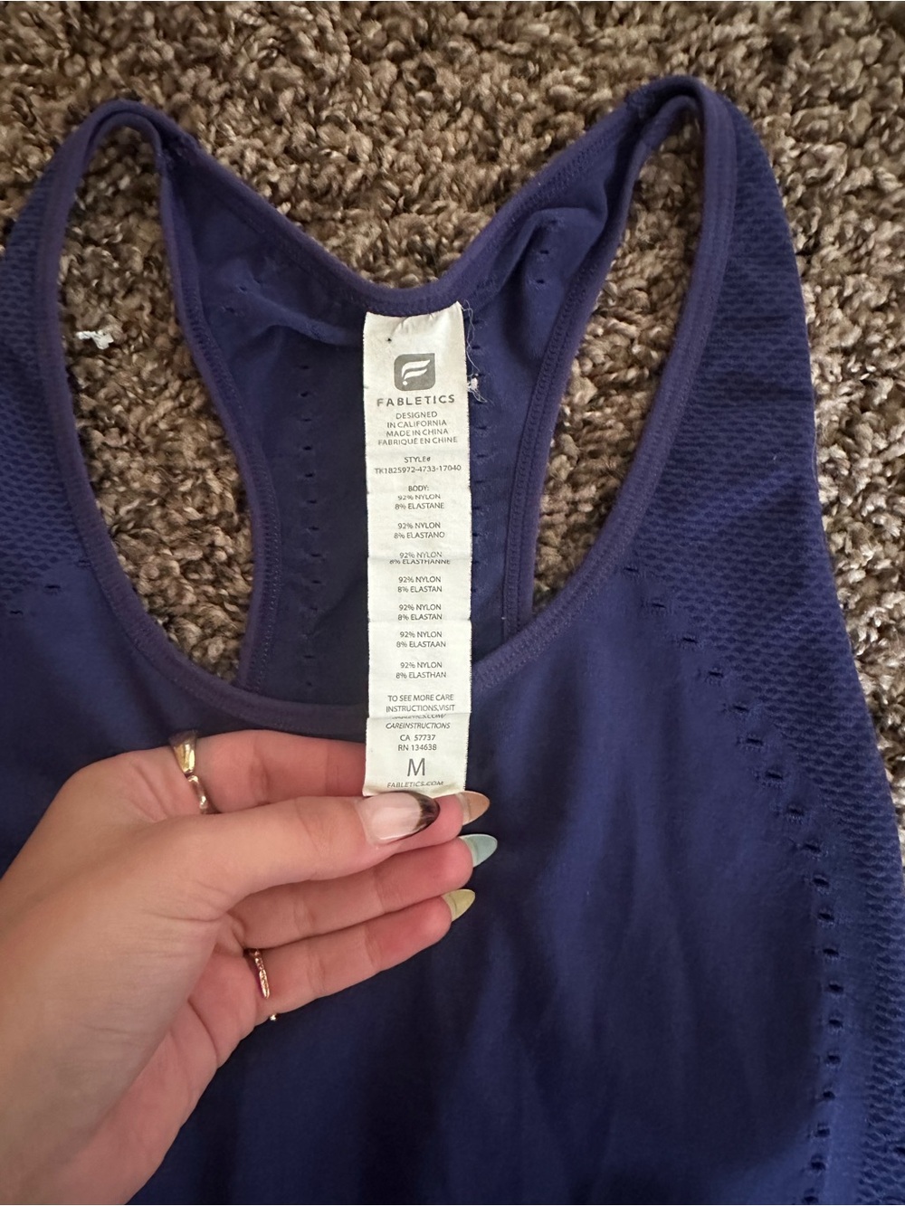 Fabletics Deep Blue Racerback Performance Tank - Picture 2 of 4